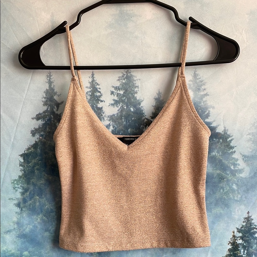 Forever 21 Metallic Gold Crop Top